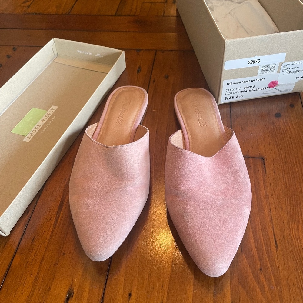 Pink Leather Mules